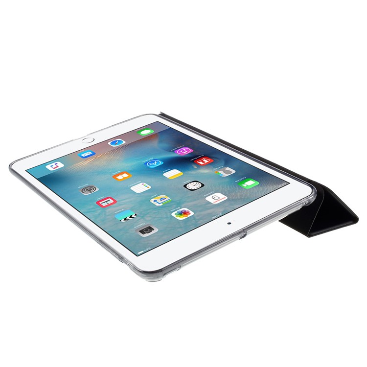 Tri-fold PU Leather and Back TPU Cover for iPad Mini 1/2/3 - Black-6