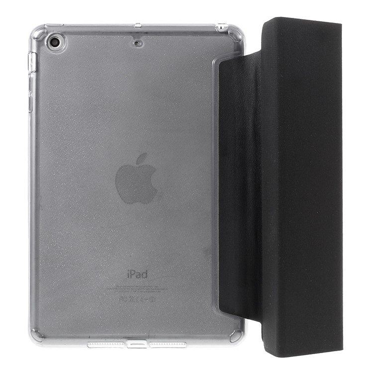 Tri-fold PU Leather and Back TPU Cover for iPad Mini 1/2/3 - Black-7
