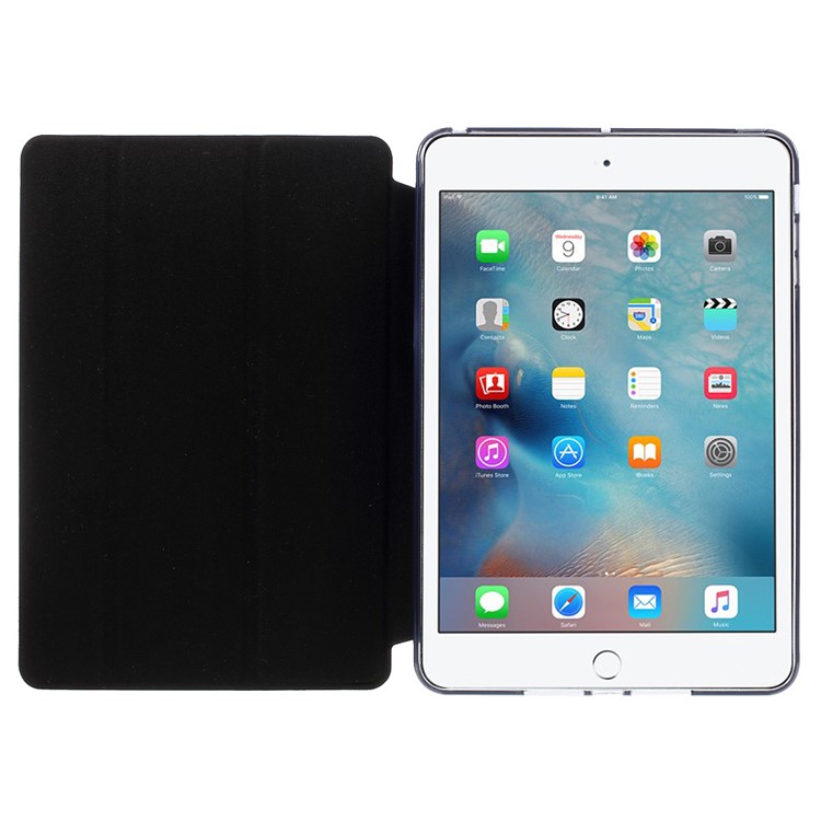 Tri-fold PU Leather and Back TPU Cover for iPad Mini 1/2/3 - Black-8