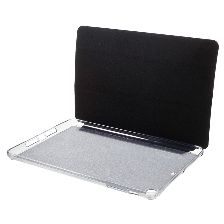 Tri-fold PU Leather and Back TPU Cover for iPad Mini 1/2/3 - Black-9