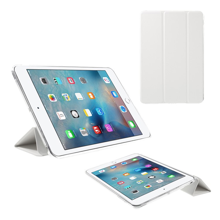 Tri-fold PU Leather and Back TPU Case for iPad Mini 1/2/3 - White-1