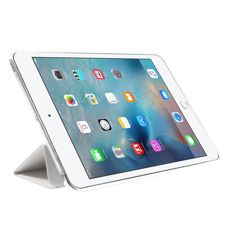 Tri-fold PU Leather and Back TPU Case for iPad Mini 1/2/3 - White-4