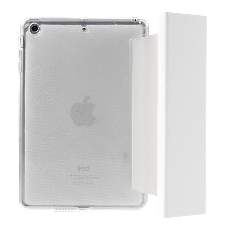 Tri-fold PU Leather and Back TPU Case for iPad Mini 1/2/3 - White-7