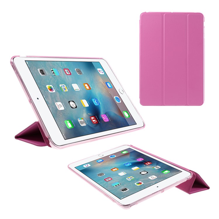 Tri-fold Stand Leather and Protective Cover for iPad Mini 1/2/3 - Rose-1