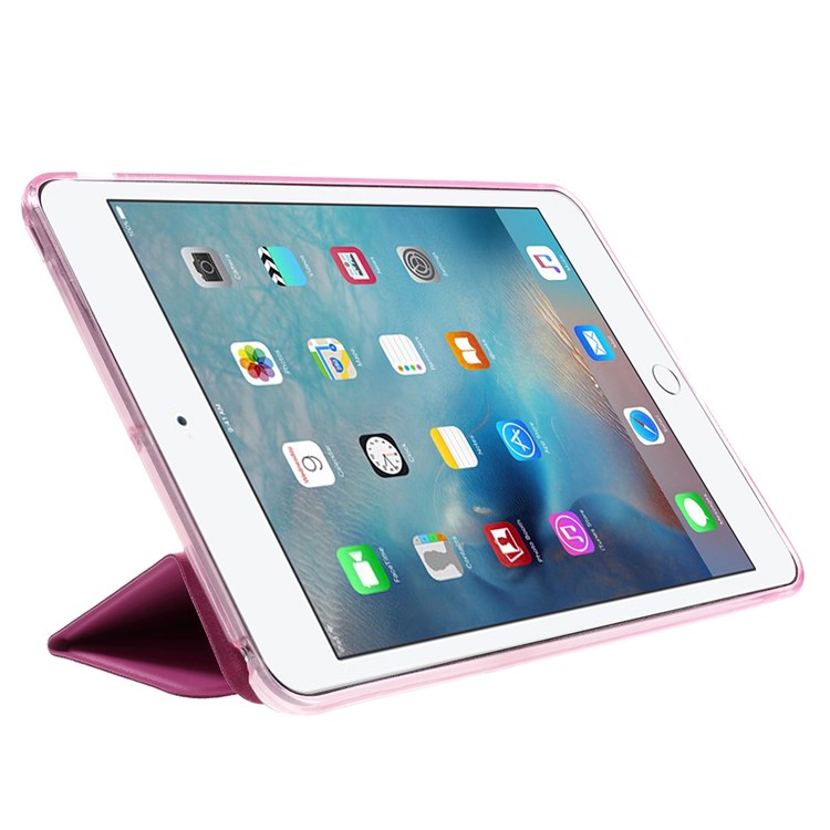 Tri-fold Stand Leather and Protective Cover for iPad Mini 1/2/3 - Rose-4