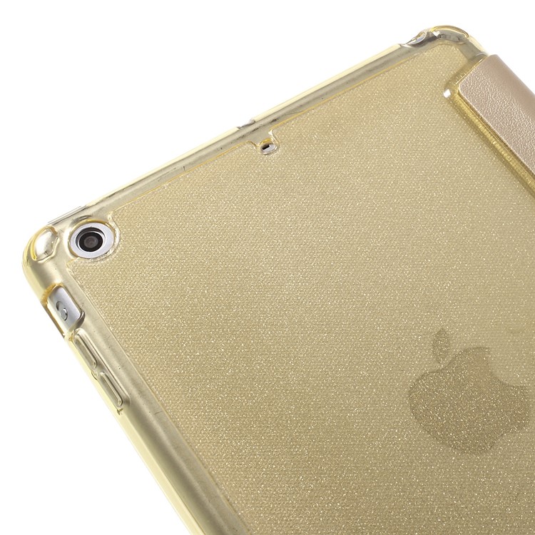 Tri-fold PU Leather and Back TPU Shell for iPad Mini 1/2/3 - Champagne-11
