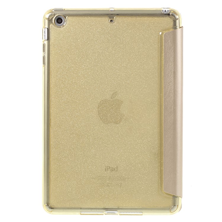 Tri-fold PU Leather and Back TPU Shell for iPad Mini 1/2/3 - Champagne-3