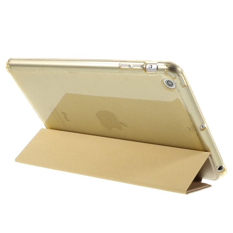 Tri-fold PU Leather and Back TPU Shell for iPad Mini 1/2/3 - Champagne-5