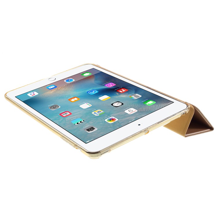Tri-fold PU Leather and Back TPU Shell for iPad Mini 1/2/3 - Champagne-6