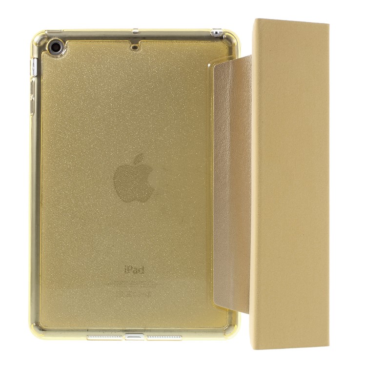 Tri-fold PU Leather and Back TPU Shell for iPad Mini 1/2/3 - Champagne-7