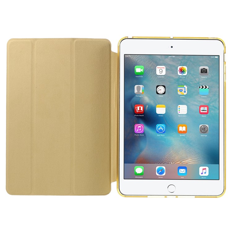 Tri-fold PU Leather and Back TPU Shell for iPad Mini 1/2/3 - Champagne-8