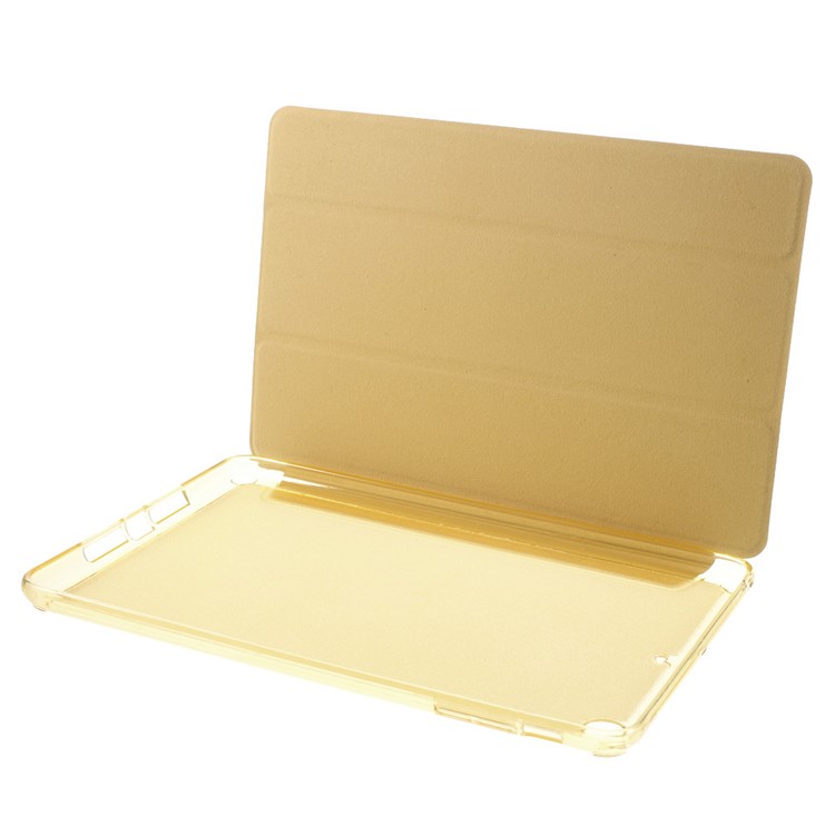 Tri-fold PU Leather and Back TPU Shell for iPad Mini 1/2/3 - Champagne-9