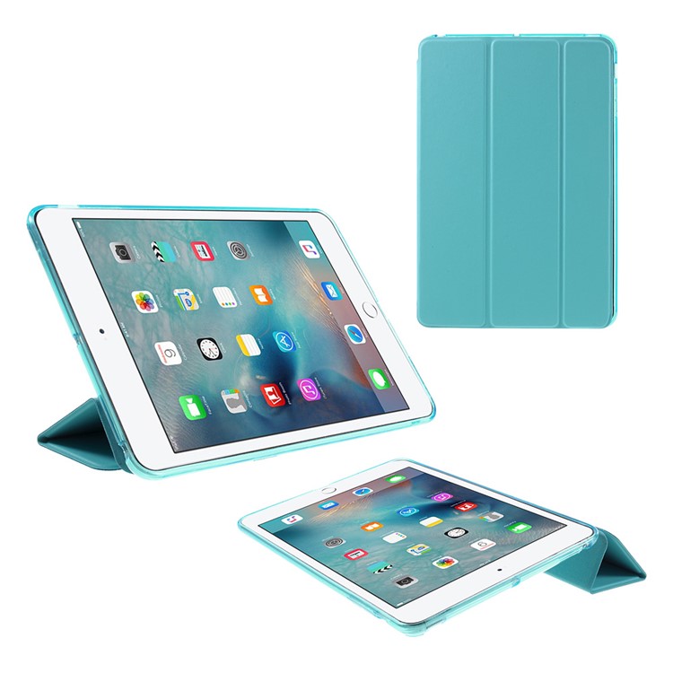 Tri-fold Stand Flip Leather and Protective Case for iPad Mini 1/2/3 - Blue-1