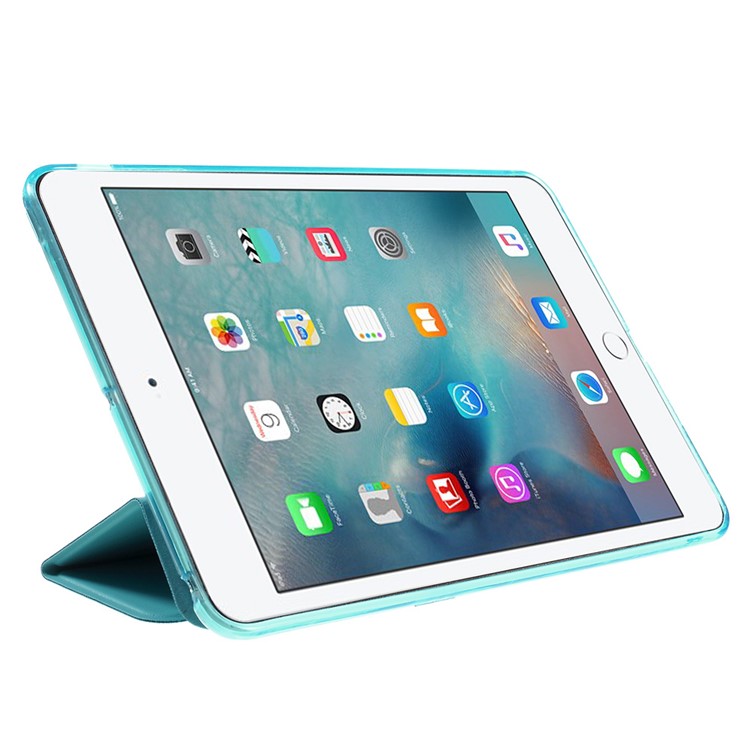 Tri-fold Stand Flip Leather and Protective Case for iPad Mini 1/2/3 - Blue-4