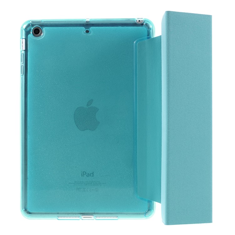 Tri-fold Stand Flip Leather and Protective Case for iPad Mini 1/2/3 - Blue-7