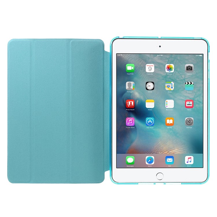 Tri-fold Stand Flip Leather and Protective Case for iPad Mini 1/2/3 - Blue-8