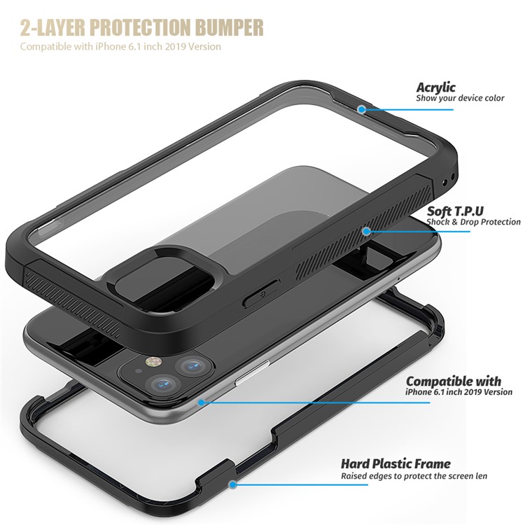 Non-slip Shockproof Edge Clear Phone Case for iPhone 11 6.1 inch - Black-5