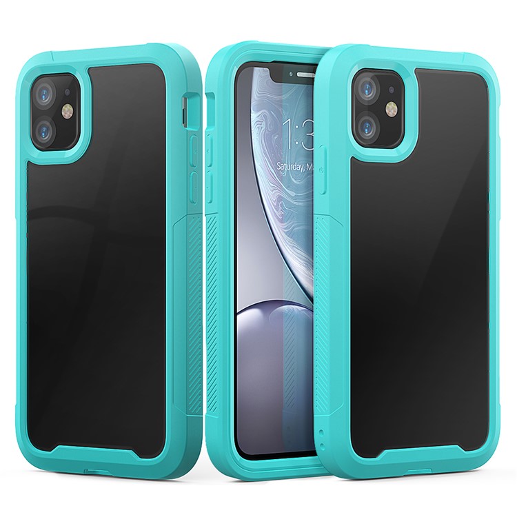Non-slip Shockproof Edge Clear Phone Case for iPhone 11 6.1 inch - Green-1