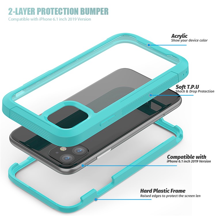 Non-slip Shockproof Edge Clear Phone Case for iPhone 11 6.1 inch - Green-5