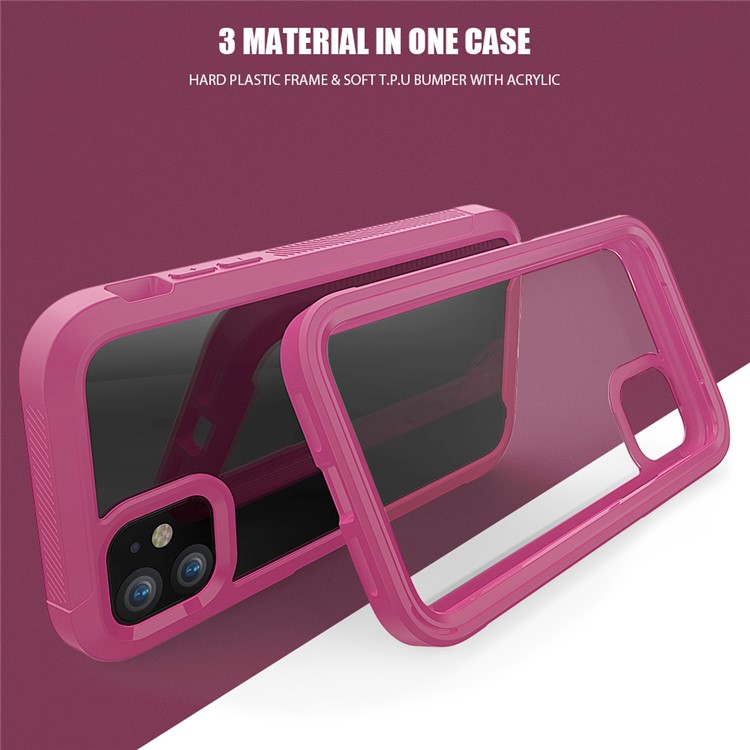 Non-slip Shockproof Edge Clear Phone Case for iPhone 11 6.1 inch - Wine Red-3