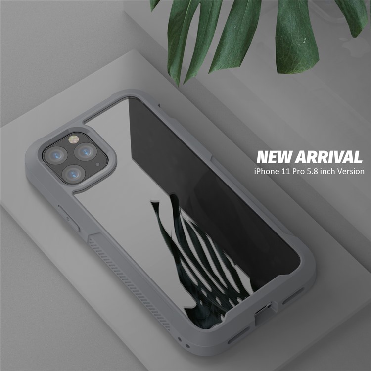 Non-slip Shockproof Edge Clear Phone Cover for Apple iPhone 11 Pro 5.8 inch - Grey-4