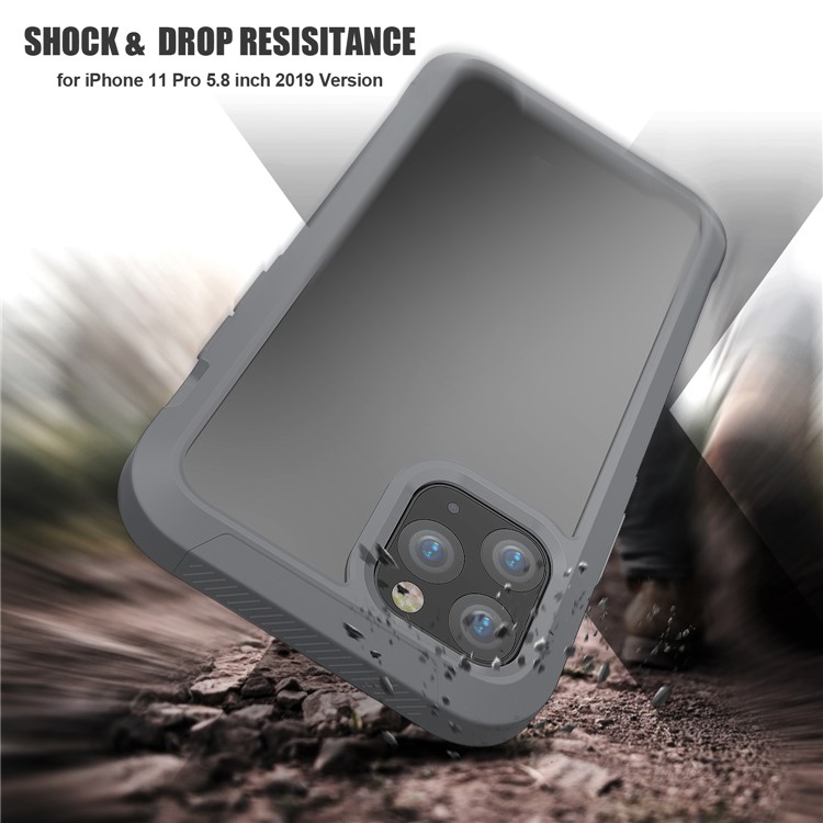 Non-slip Shockproof Edge Clear Phone Cover for Apple iPhone 11 Pro 5.8 inch - Grey-5