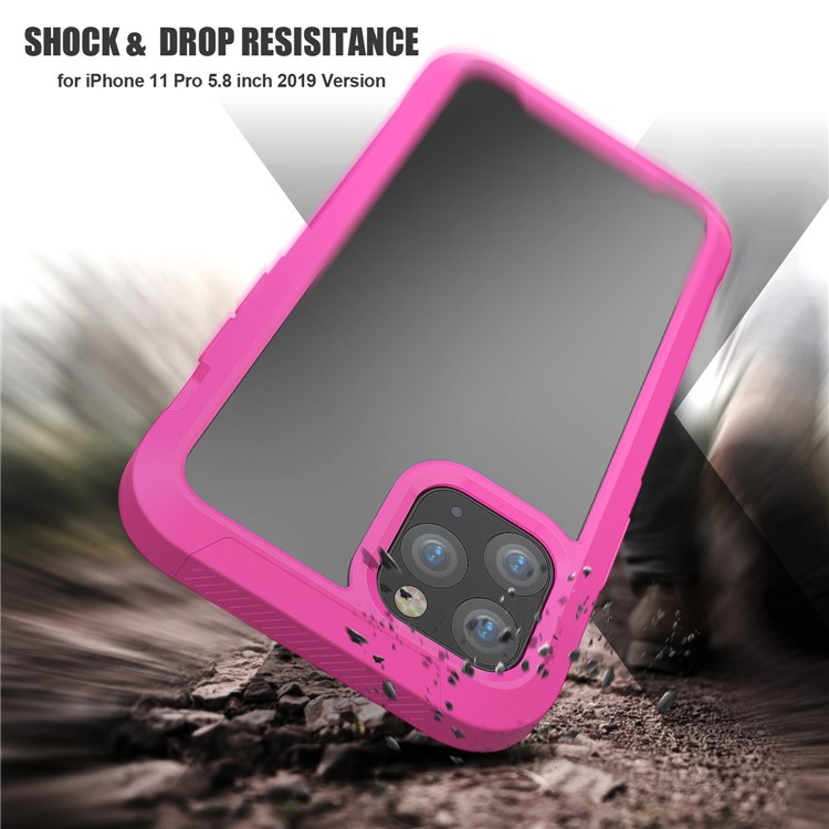 Non-slip Shockproof Edge Clear Phone Cover for Apple iPhone 11 Pro 5.8 inch - Rose-5
