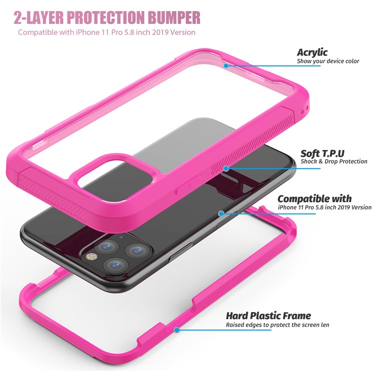 Non-slip Shockproof Edge Clear Phone Cover for Apple iPhone 11 Pro 5.8 inch - Rose-6