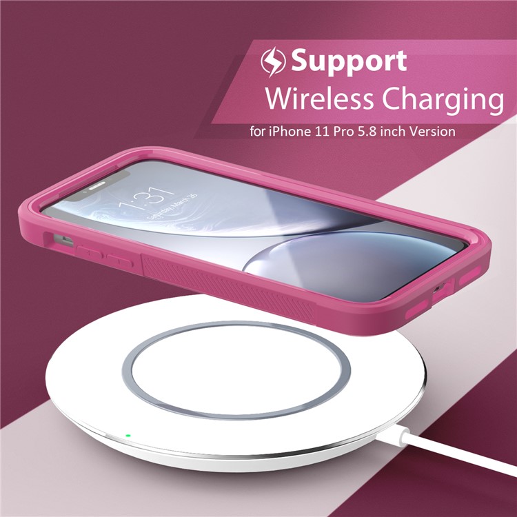 Non-slip Shockproof Edge Clear Phone Cover for Apple iPhone 11 Pro 5.8 inch - Wine Red-3