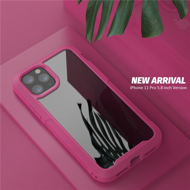 Non-slip Shockproof Edge Clear Phone Cover for Apple iPhone 11 Pro 5.8 inch - Wine Red-4