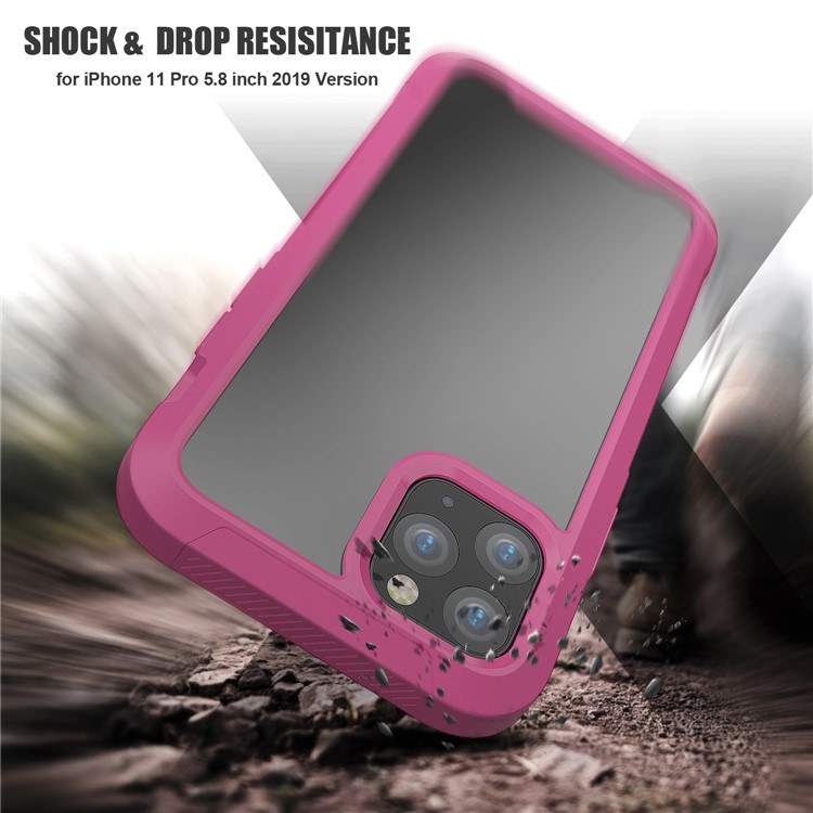 Non-slip Shockproof Edge Clear Phone Cover for Apple iPhone 11 Pro 5.8 inch - Wine Red-5