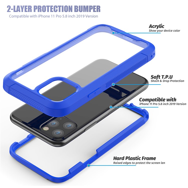 Non-slip Shockproof Edge Clear Phone Cover for Apple iPhone 11 Pro 5.8 inch - Blue-6