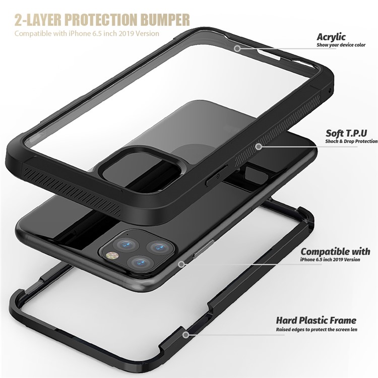 Shockproof Non-slip Frame Clear Phone Case for iPhone 11 6.1 inch - Black-5