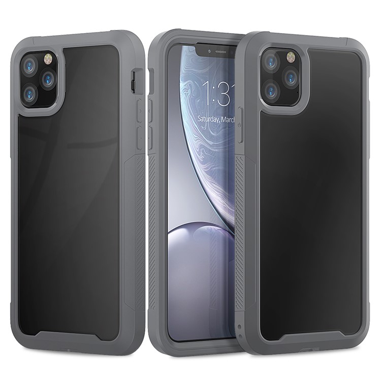 Shockproof Non-slip Frame Clear Phone Case for iPhone 11 6.1 inch - Grey-1