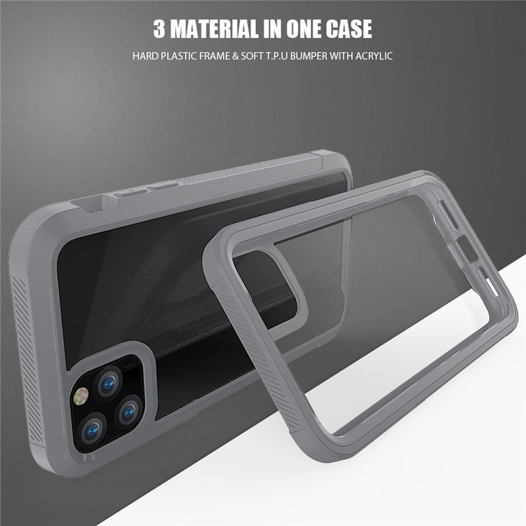 Shockproof Non-slip Frame Clear Phone Case for iPhone 11 6.1 inch - Grey-3