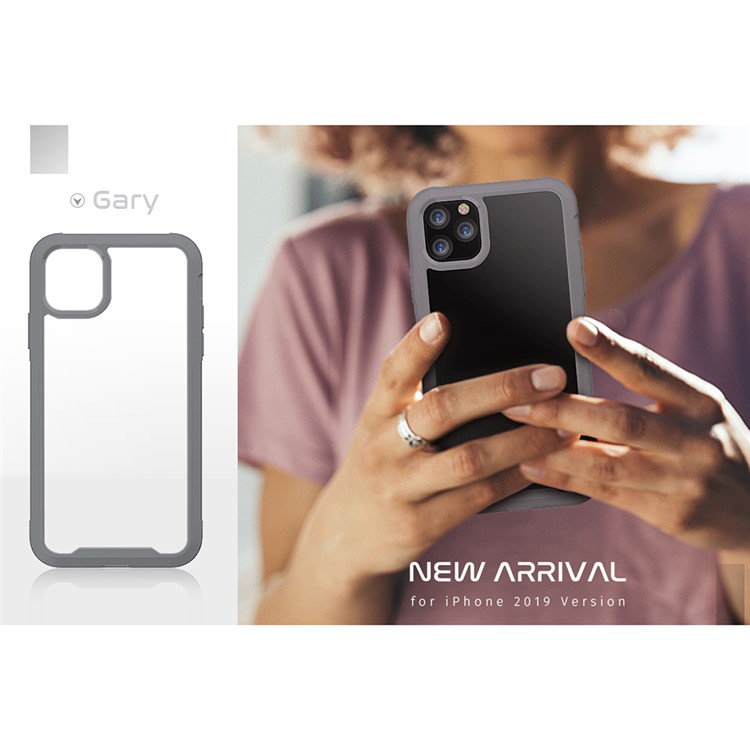 Shockproof Non-slip Frame Clear Phone Case for iPhone 11 6.1 inch - Grey-6