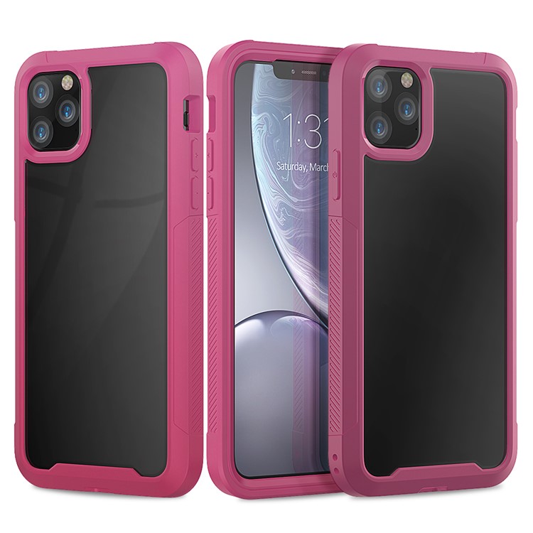 Shockproof Non-slip Frame Clear Phone Case for iPhone 11 6.1 inch - Wine Red-1