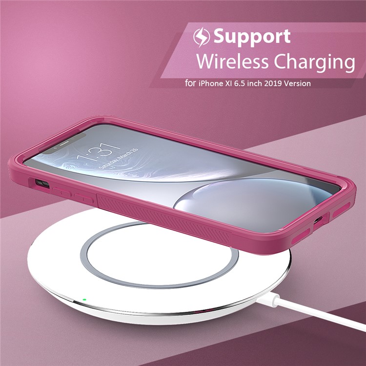 Shockproof Non-slip Frame Clear Phone Case for iPhone 11 6.1 inch - Wine Red-2