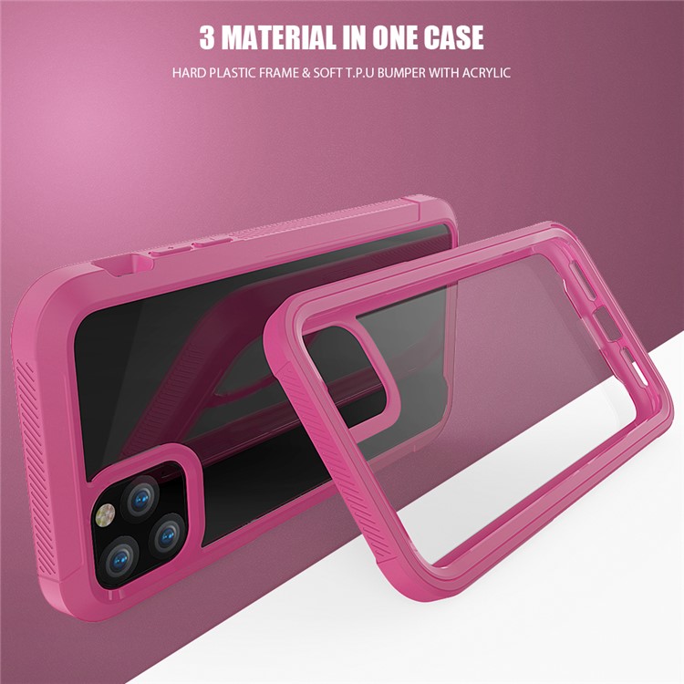 Shockproof Non-slip Frame Clear Phone Case for iPhone 11 6.1 inch - Wine Red-3