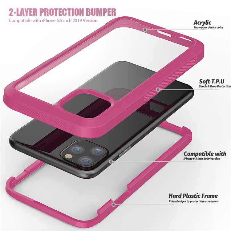 Shockproof Non-slip Frame Clear Phone Case for iPhone 11 6.1 inch - Wine Red-5