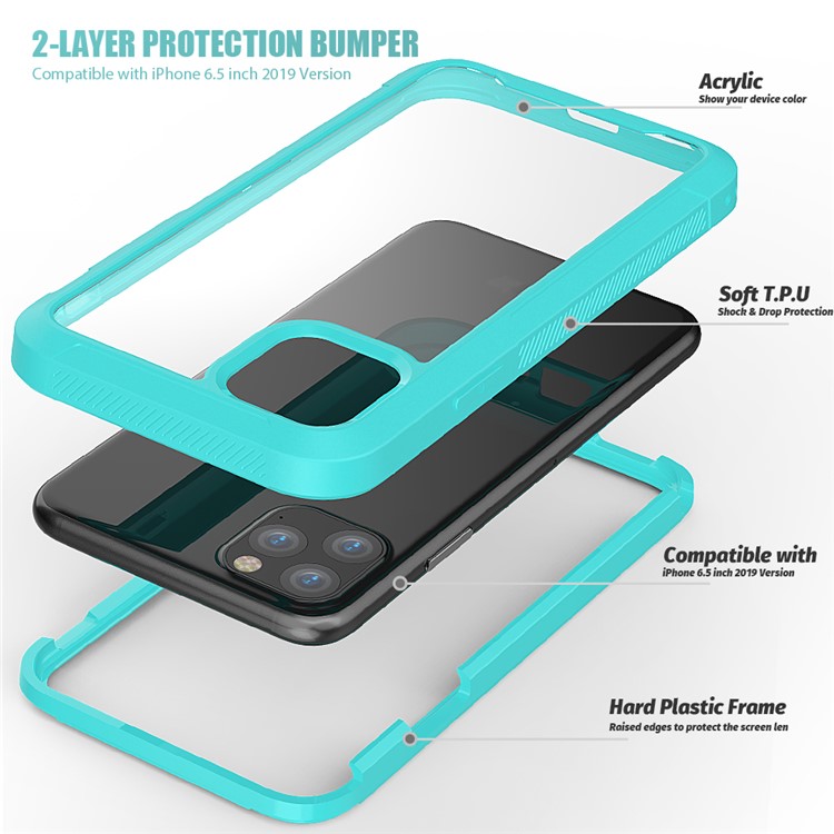 Shockproof Non-slip Frame Clear Phone Case for iPhone 11 6.1 inch - Green-5