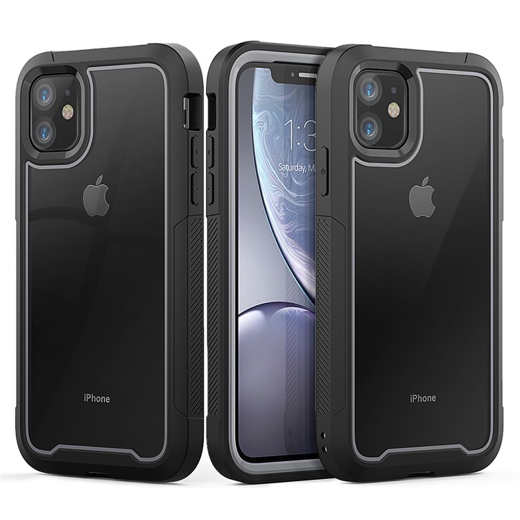Thicken Non-slip Frame Hybrid Phone Cover for iPhone 11 6.1 inch - Grey-1