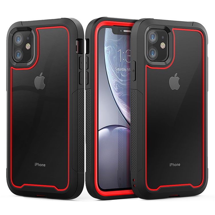 Thicken Non-slip Frame Hybrid Phone Cover for iPhone 11 6.1 inch - Red-1