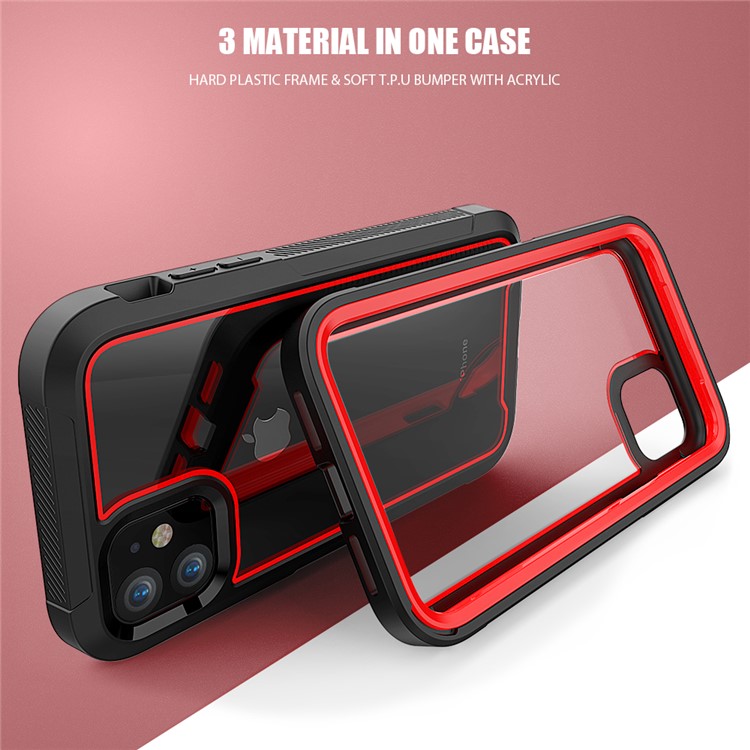 Thicken Non-slip Frame Hybrid Phone Cover for iPhone 11 6.1 inch - Red-2
