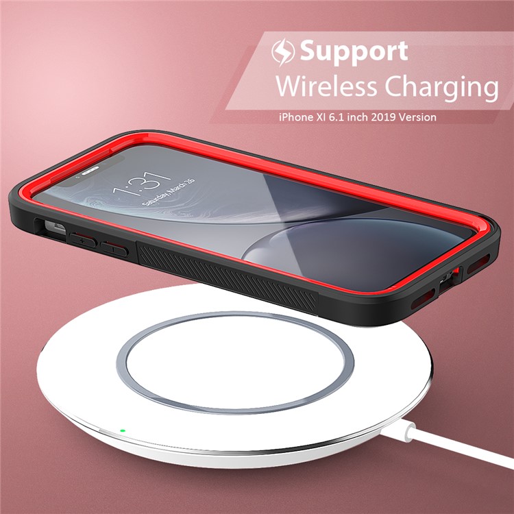 Thicken Non-slip Frame Hybrid Phone Cover for iPhone 11 6.1 inch - Red-3