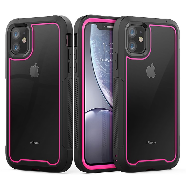 Thicken Non-slip Frame Hybrid Phone Cover for iPhone 11 6.1 inch - Rose-1