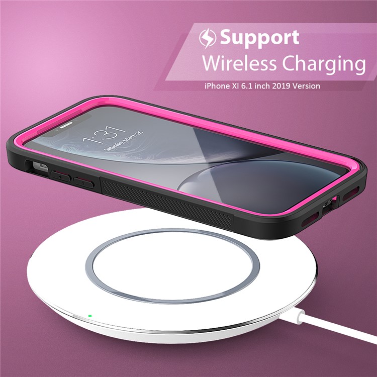 Thicken Non-slip Frame Hybrid Phone Cover for iPhone 11 6.1 inch - Rose-3