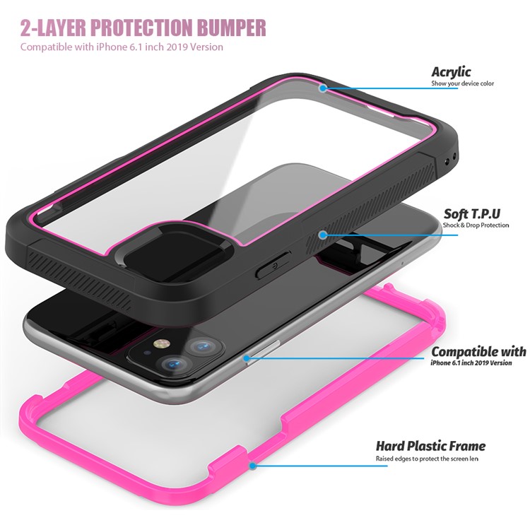 Thicken Non-slip Frame Hybrid Phone Cover for iPhone 11 6.1 inch - Rose-5