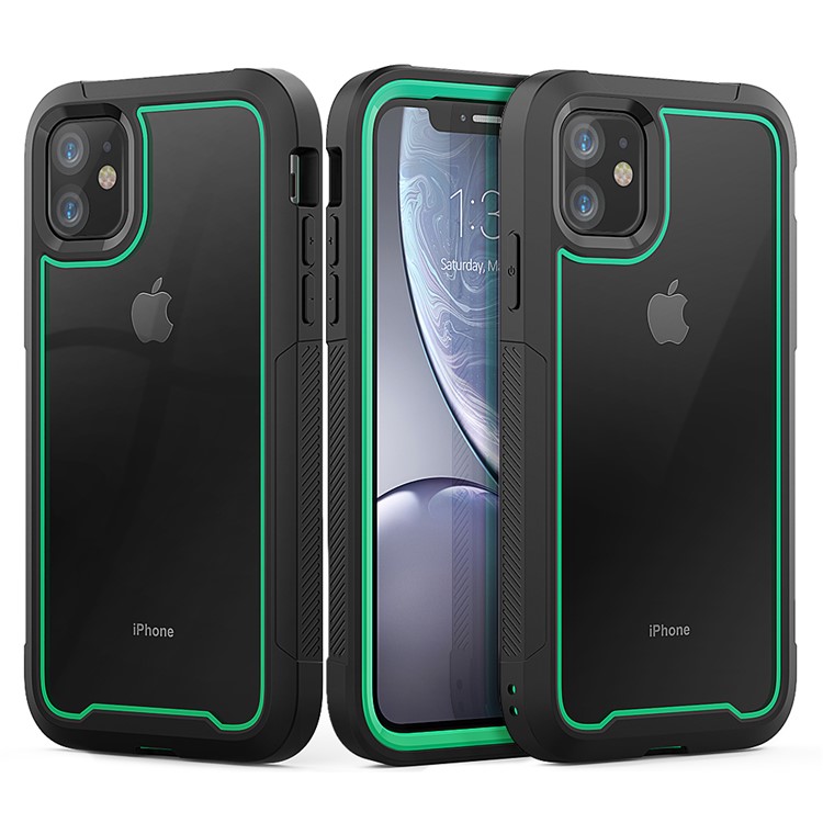 Thicken Non-slip Frame Hybrid Phone Cover for iPhone 11 6.1 inch - Cyan-1