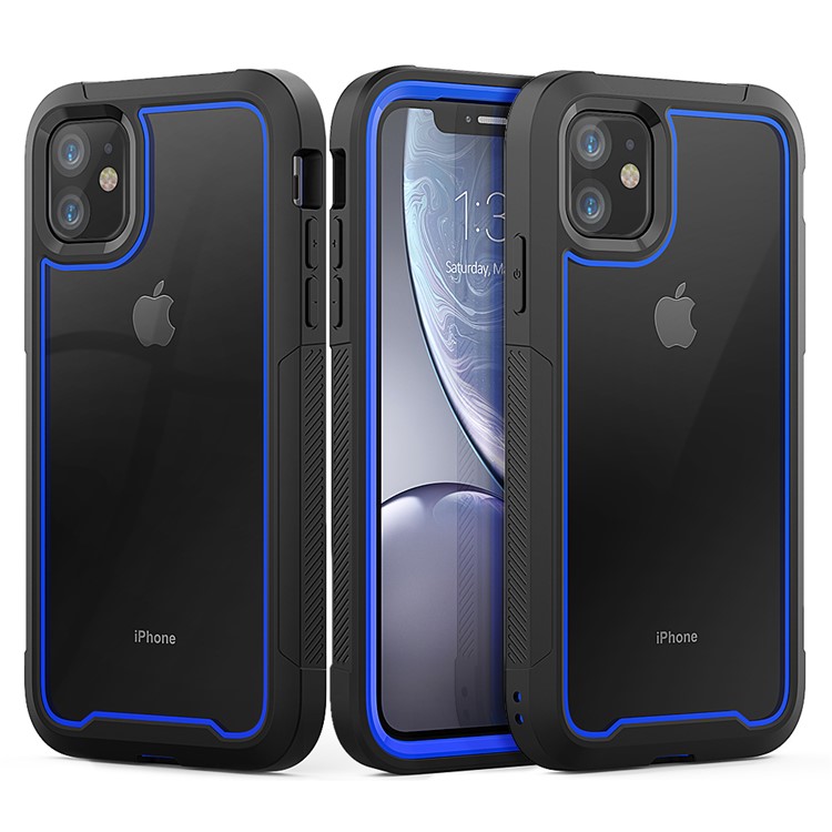 Thicken Non-slip Frame Hybrid Phone Cover for iPhone 11 6.1 inch - Blue-1